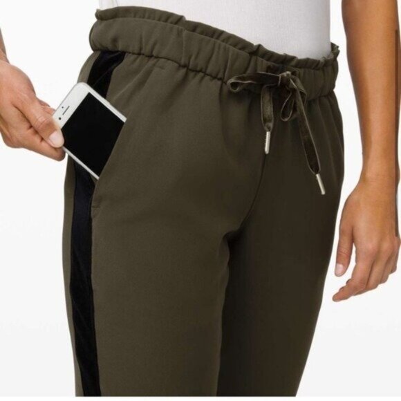 Lululemon Green On the Fly Joggers with Velvet Stripe - Picture 7 of 7